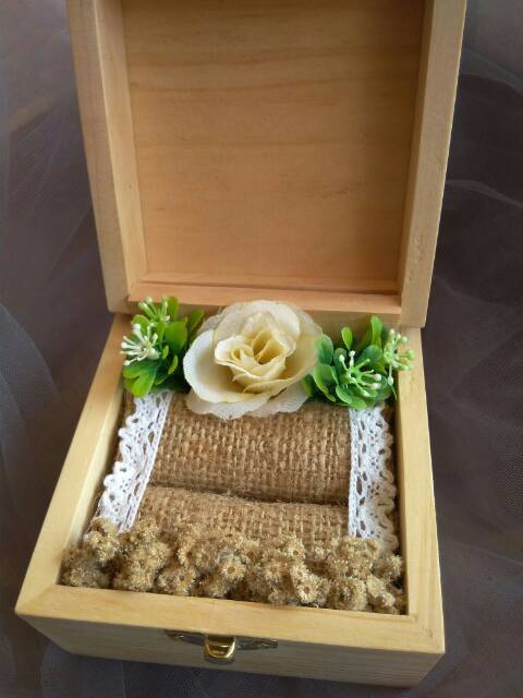 BA03 Kotak cincin hias ringbox hias simple ring box rustic