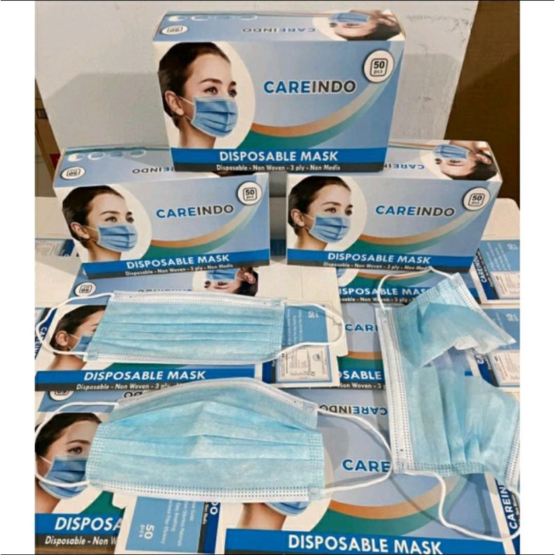 Masker Murah Earloop 3 ply isi 50 pcs / Masker biru murah isi 50 pcs