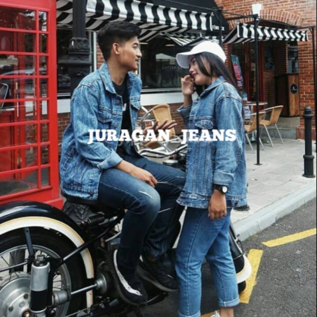 JAKET JEANS COUPLE PRIA WANITA - Jaket jeans pasangan pria wanita size M L XL