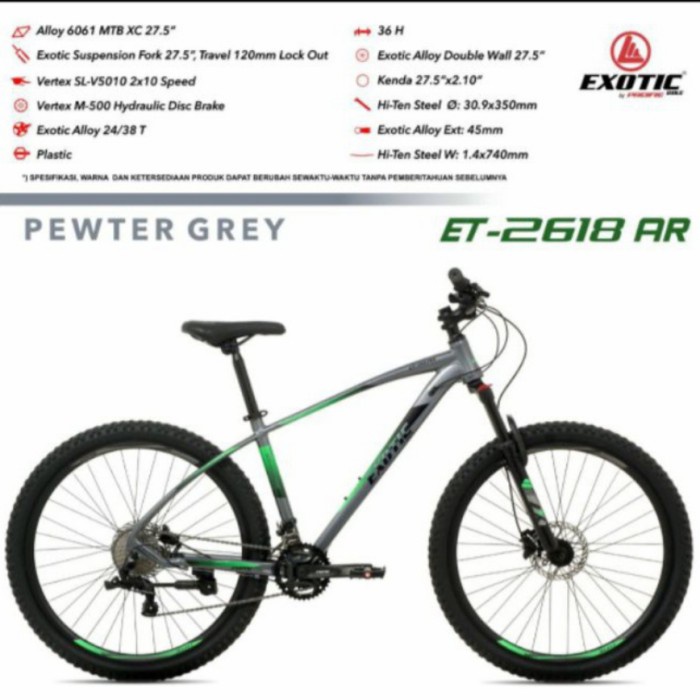 Sepeda gunung MTB 27,5 inch Exotic ET-2618 AR Rem Hydrolic