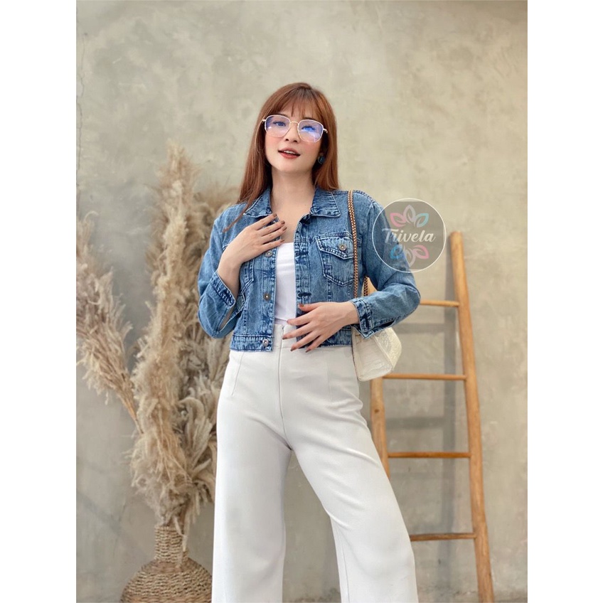 JAKET JEANS CROP BELLA / JAKET JEANS CROP WANITA HIGH QUALITY