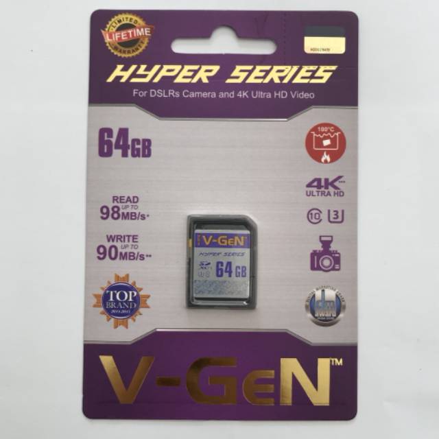 SD Card Class 10 V-GeN Hyper Series Memory Card 64 GB Vgen