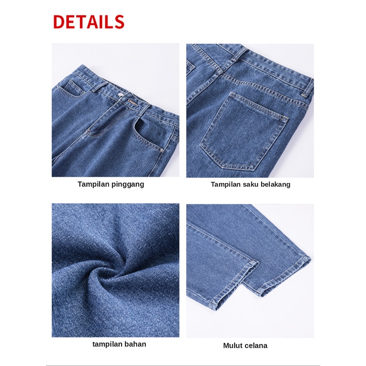 Celana jeans pria korean style celana panjang gombrang biru Jeans baggy pants dewasa loose celana cutbray celana panjang cowok kulot jeans boyfriend jeans 2023