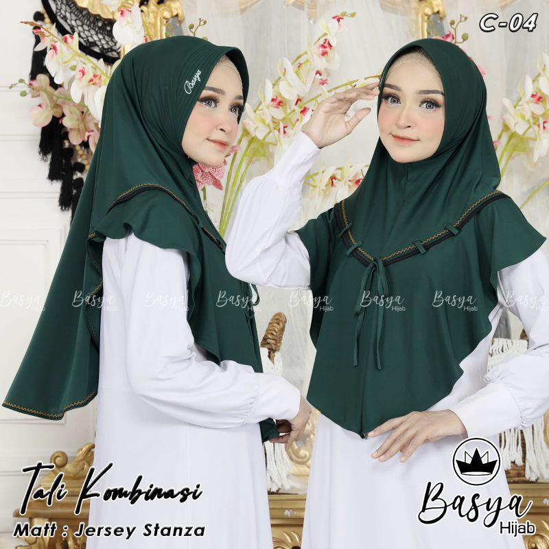 [Basya Hijab] TALI KOMBINASI••jilbab instan jersey stanza••bergo instan pet tali kombinasi