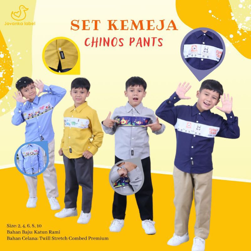 SET KEMEJA CHINOS PANTS JOVANKA LABEL/ KEMEJA ANAK COWOK / BAJUA ANAK COWOK