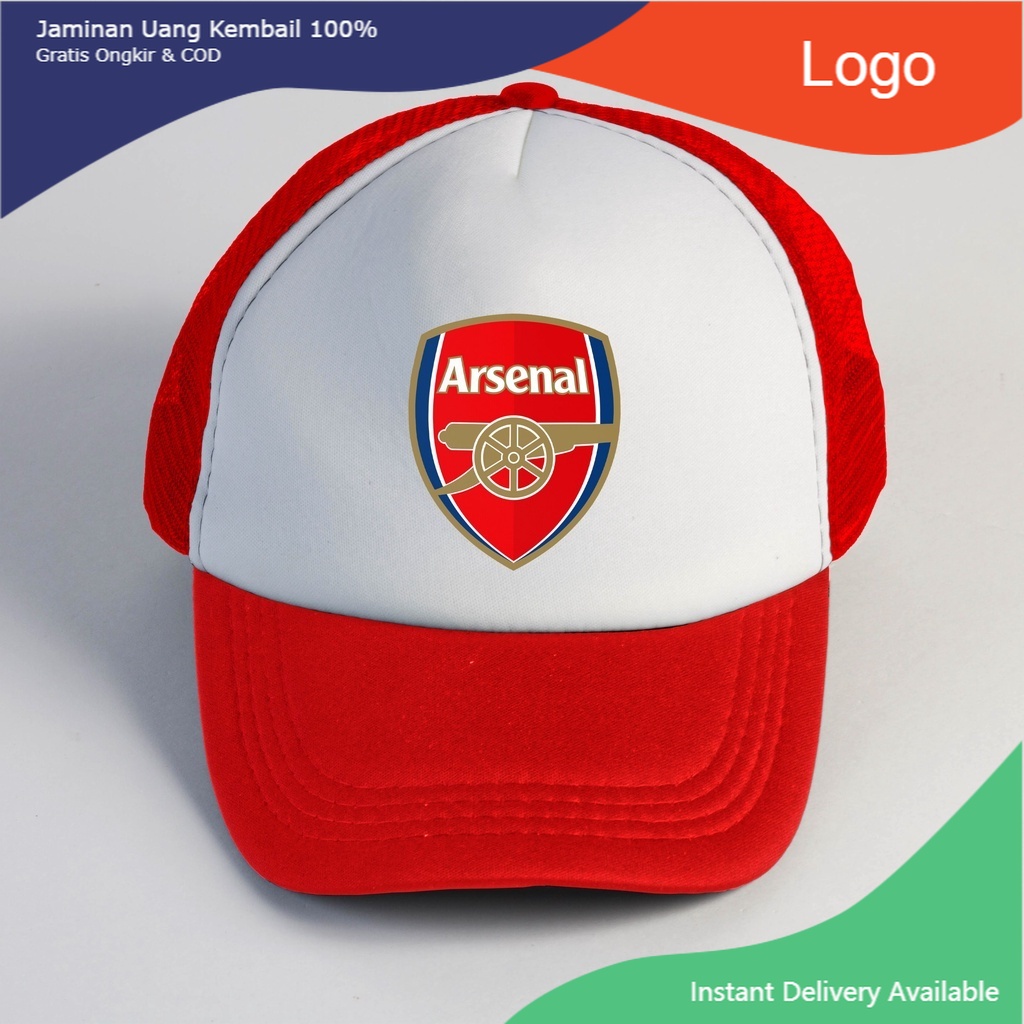 Topi Arsenal / Topi Trucker / Logo Club Arsenal / Topi Sablon joeragants
