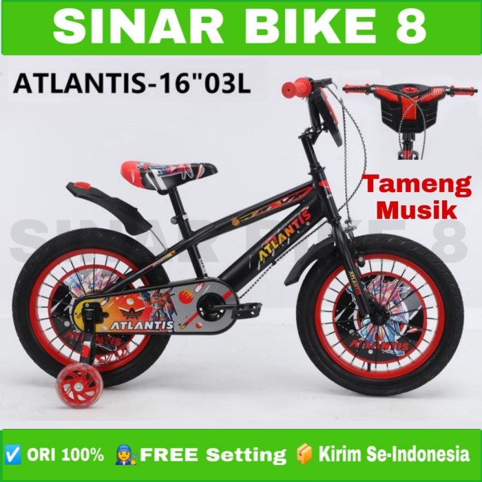 Sepeda Anak Laki Ukuran 16 dan 18 Inch BMX Atlantis -03L Usia 4-9 Tahun Musik &amp; lampu