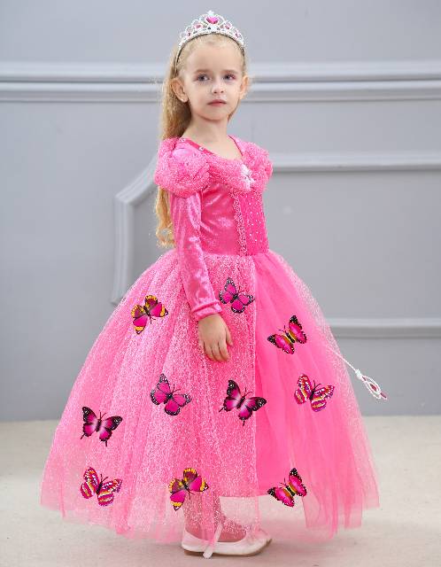 GA2672 PREMIUM BUTTERFLY PINK / DRESS PRINCESS ANAK PEREMPUAN PINK / GAUN PESTA ULANG TAHUN MURAH