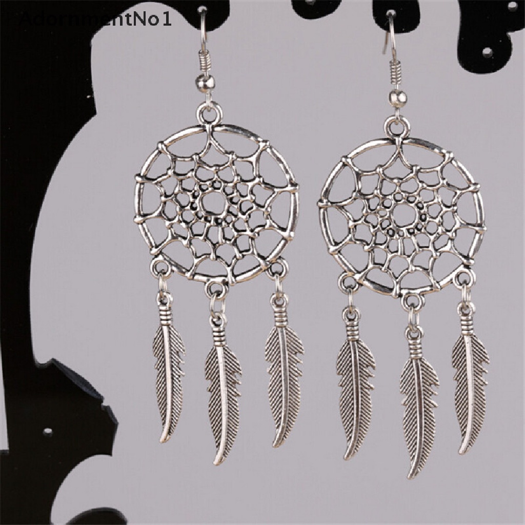 (AdornmentNo1) Anting Gantung Dream Catcher Lapis Silver Gaya Vintage Untuk Wanita