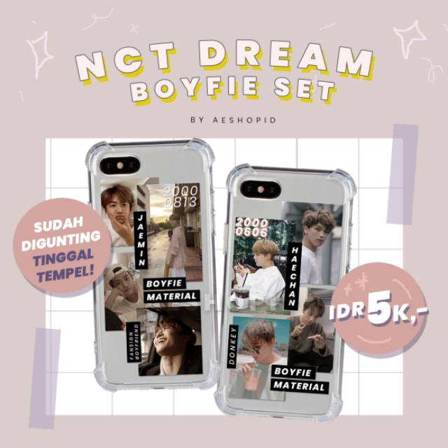 (NC-002) DIY sticker case NCT Dream boyfie pack tumblr aesthetic stiker hp kpop 127 jeno jisung chenle jaemin