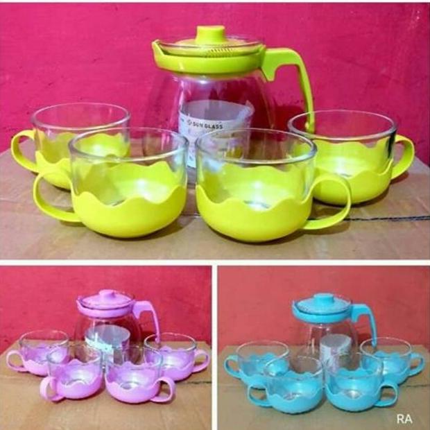 ] Tea Pot Saring Kaca / Teko Kaca Mini 5 in 1 / Teko Gelas Kopi Teh 5in1