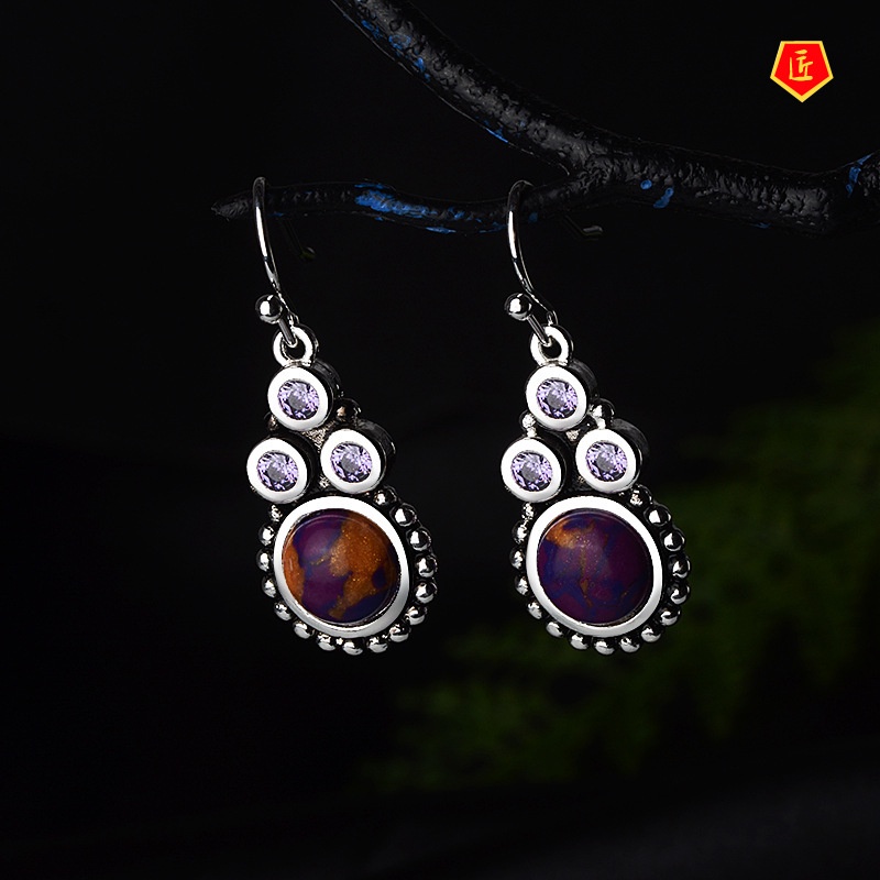 [Ready Stock]Vintage S925 Silver Charoite Earrings