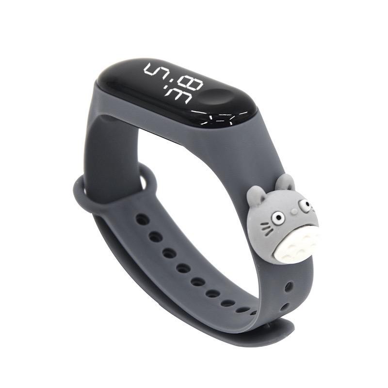 Dennos LD8  kartun Jam Tangan Gelang Couple Anak IP67 IPx4 SUPER HERO MARVEL Led Motif Mickey Pikachu Silikon Tahan Air-GREY TOTORO