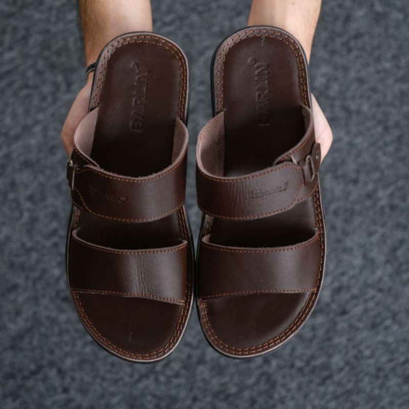 BARLIN 05 / Sandal Kulit Pria / Sandal Slide Original Kulit Asli