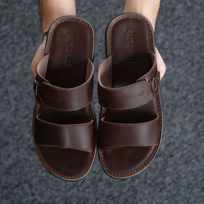 BARLIN 05 / Sandal Kulit Pria / Sandal Slide Original Kulit Asli