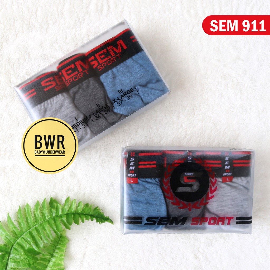 [ 3pc ] CD SEM Sport 911 Mika / Celana Dalam Pria Karet Boxer