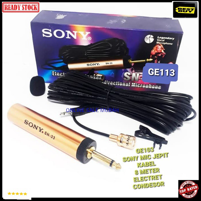 G113 sony Mic Jepit mik Kancing kabel 8 meter microphone klip on kerah baju mikrophone Clip Condensor sensitif peka aux mikrophone mik karaoke sound system audio youtuber cable G113   Bisa DIPAKAI SEGALA JENIS AUDIO SOUND  PEKA SENSITIF  PAKAI BATERAI AA