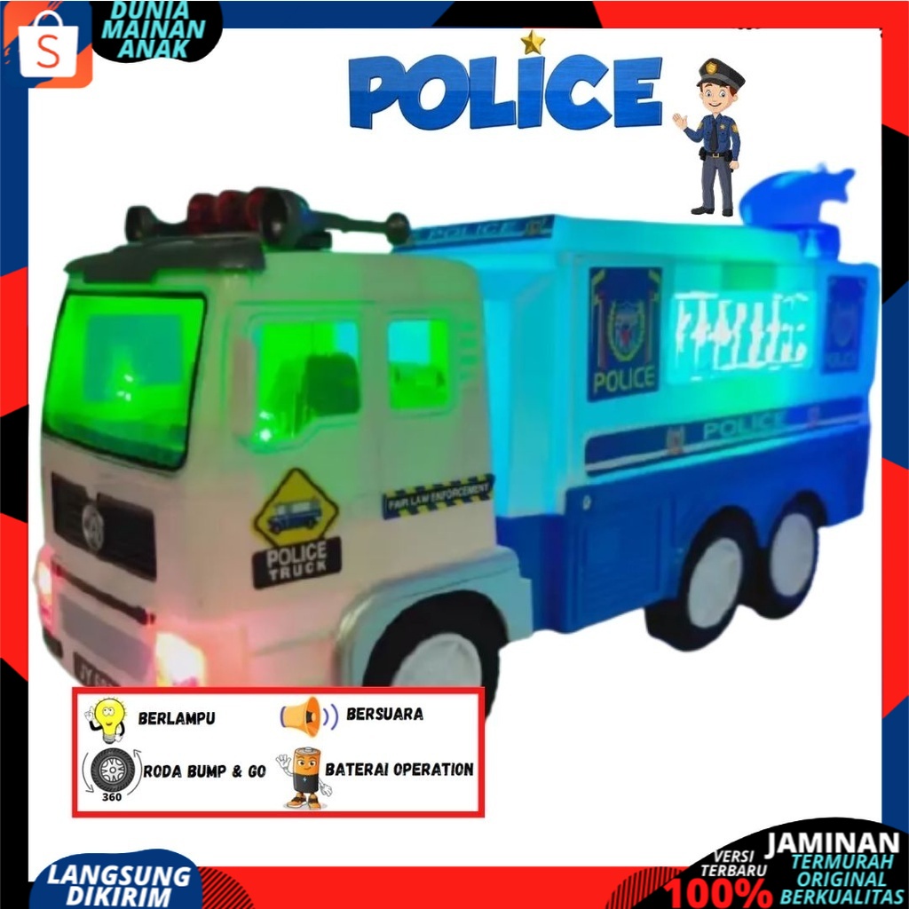 Mobil Truck Polisi Pemadam Kebakaran Berjalan Bersuara Dan berlampu Terbaru| Mainan Anak Laki LAki-8