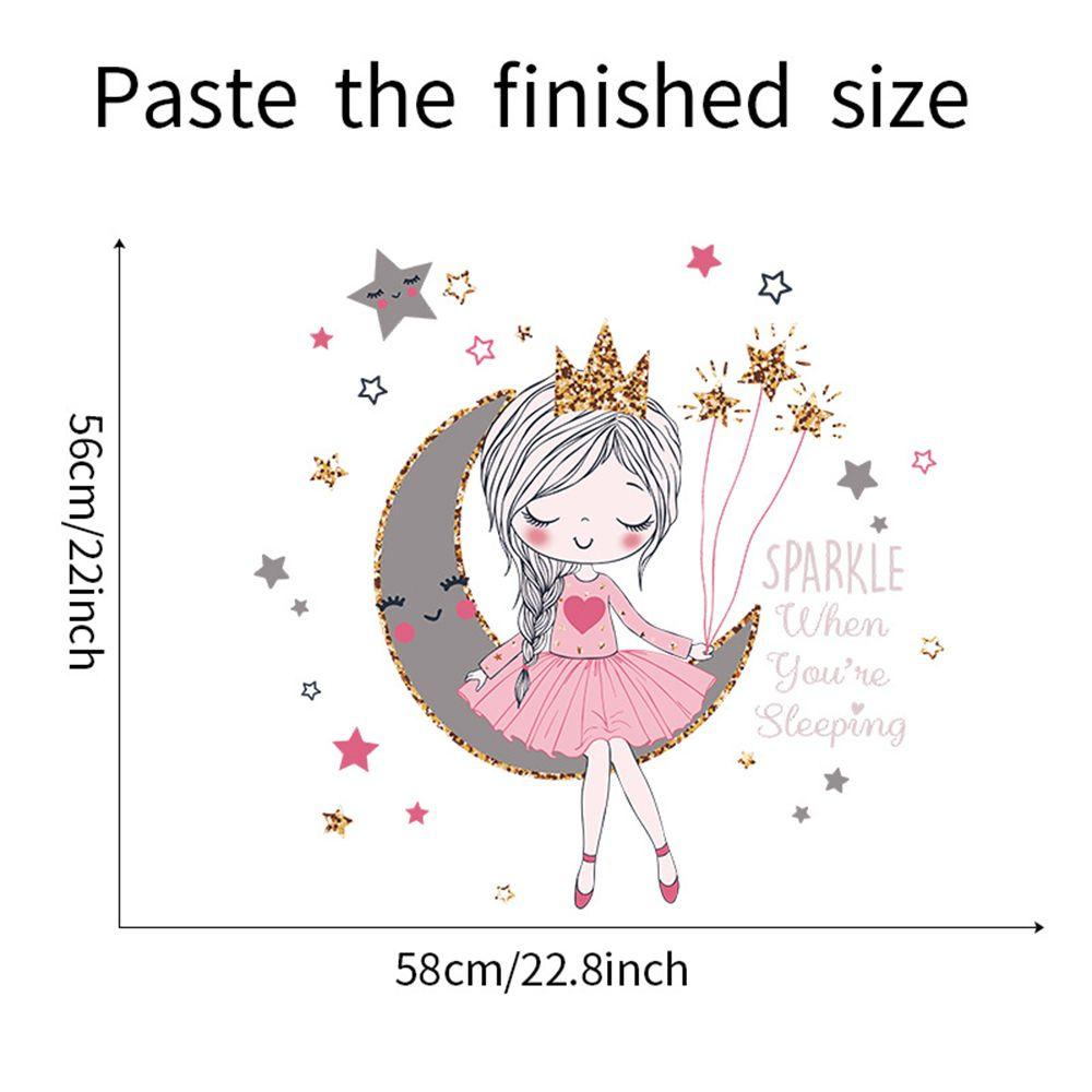 Top Wall Sticker Princess On The Moon Untuk Mempercantik Dinding Kamar Anak Perempuan Untuk Dekorasi Rumah