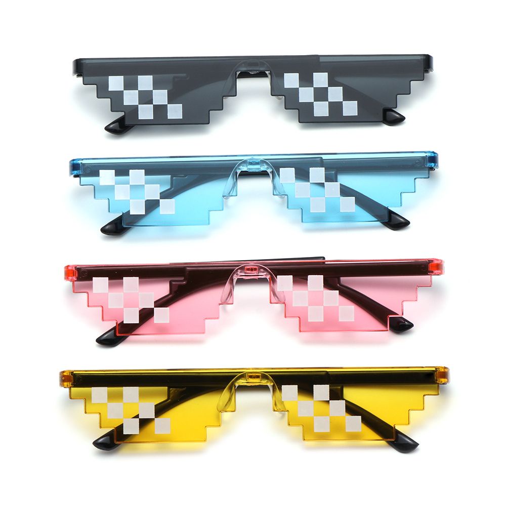 ROW Retro Thug Life Sunglasses Gift Favors Pixel Mosaic Sunglasses Birthday/Party Fashion Men &amp; Women Cosplay Gamer Robot Sunglasses