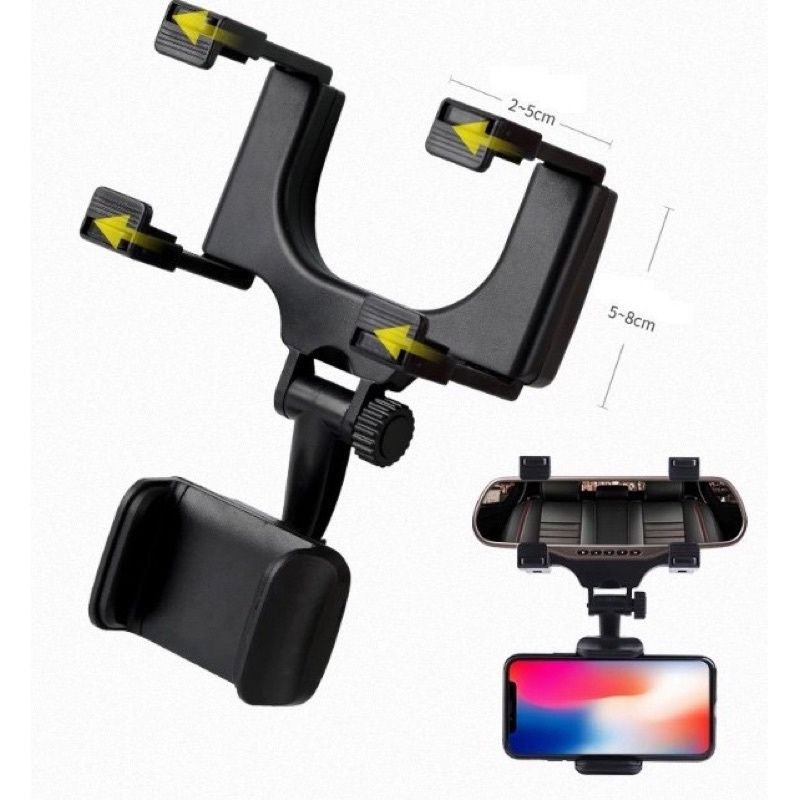 Holder Hp Spion Tengah Mobil Model Cengkeram Car Holder Rear View Holder Mobil Handphone Hp Kuat Kokoh Bagus Murah Grosir