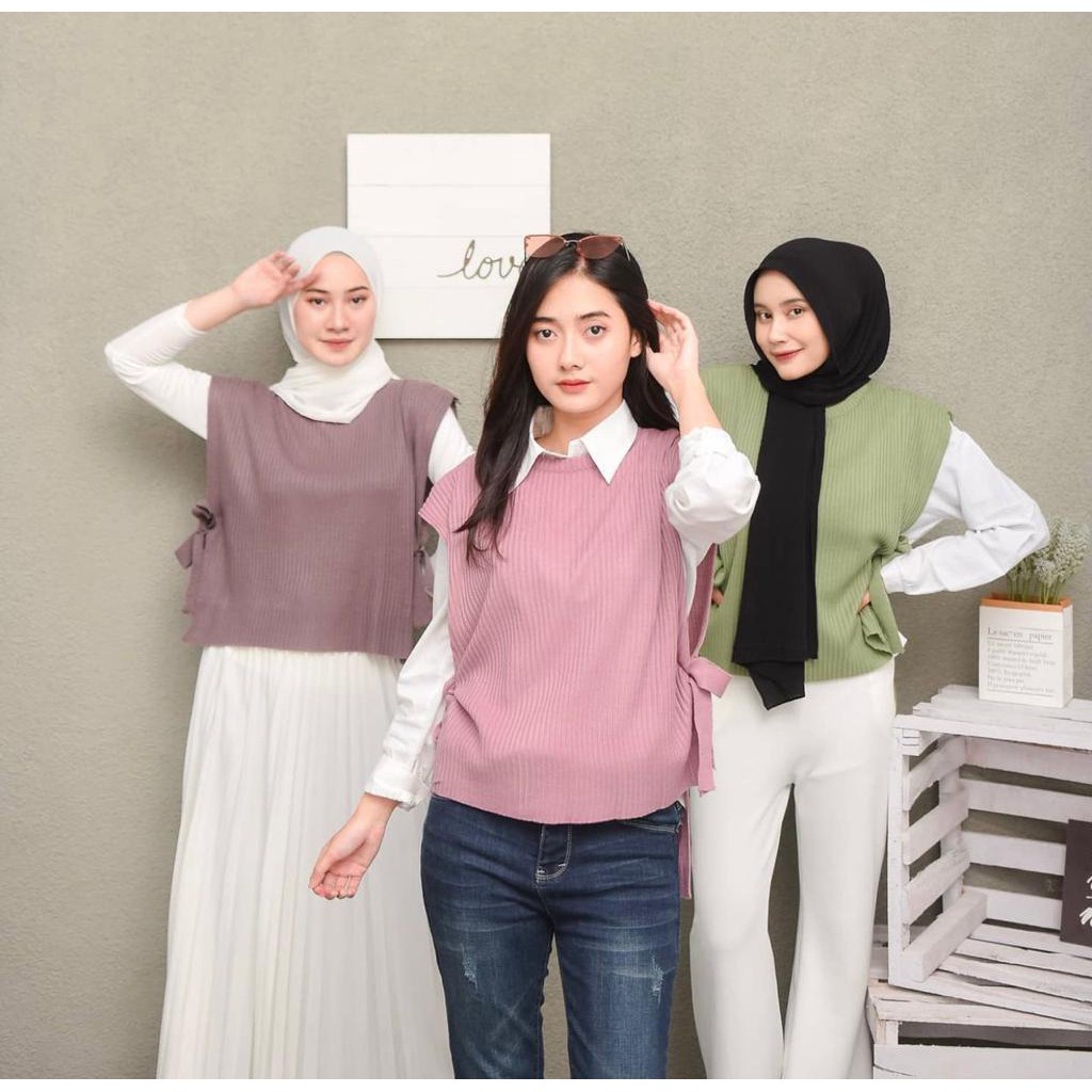 BEFAST - ZEC OOTD Wanita Rompi MEZHA / RJT Wenda jalur Knit Vest Outer / Rompi Luaran Wanita