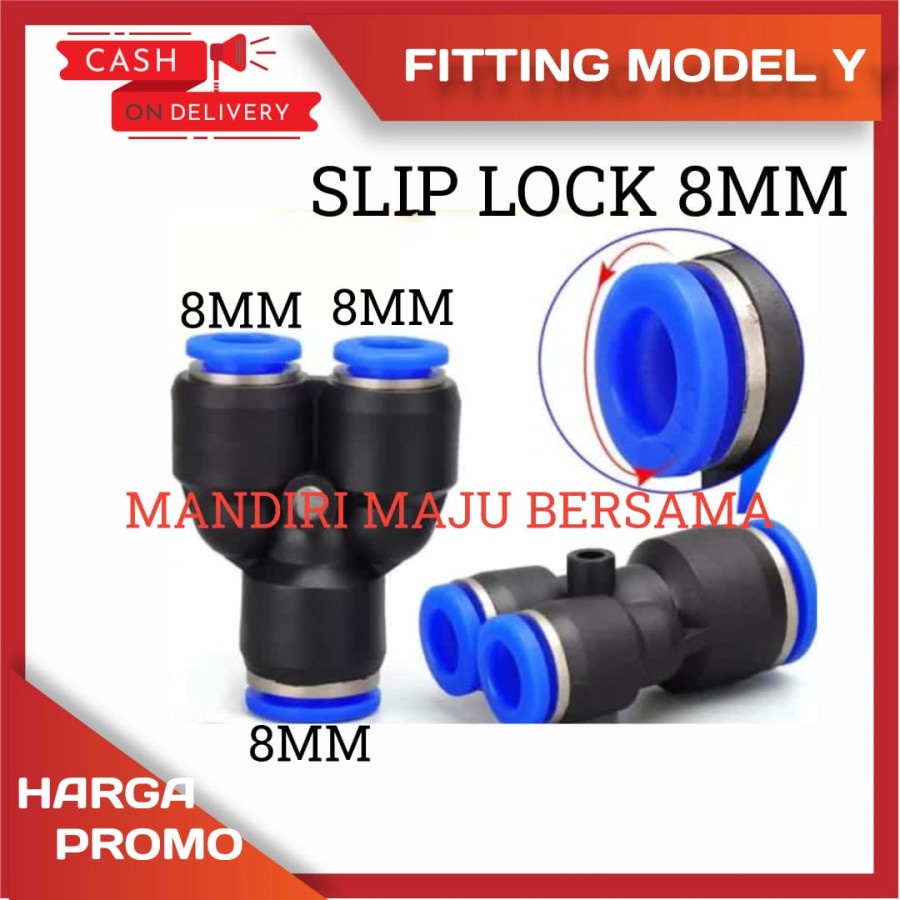 PNEUMATIC SLIP LOCK Y 8 MM 3 WAY PUSH IN MIST NOZZLE SELANG PU 8MM