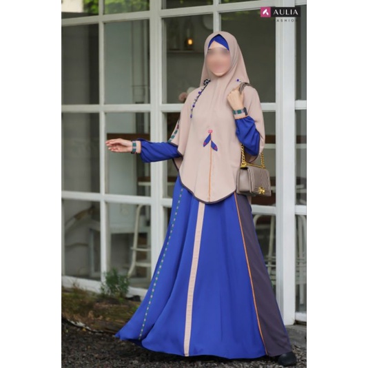 Aulia Fashion set Gamis Savina Blue Shapire