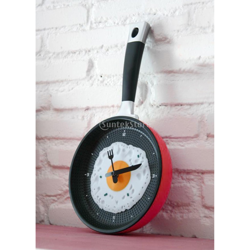 Simplelove Abs Frying Pan Cutlery Wall Clock Watches Hour Diy Home Kitchen Decor Red Shopee Indonesia