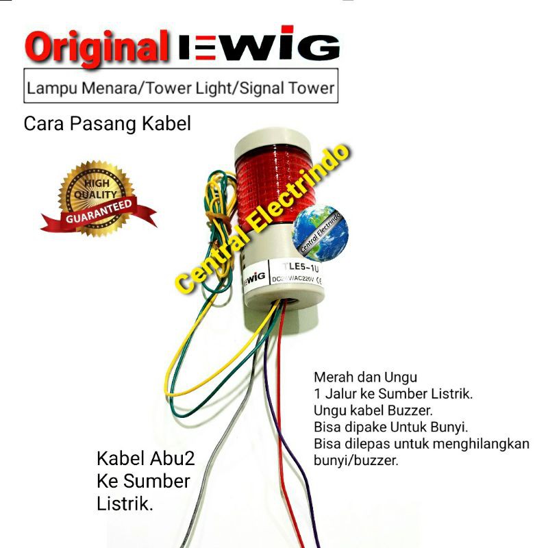 Tower Light/Signal Tower/Lampu Menara EWIG Multivolt&amp;Model TLE5-1U.