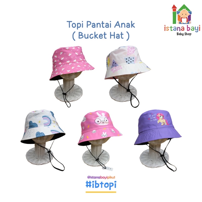 Catellove Topi Pantai Anak Tali Motif / Topi Anak - Bucket hat