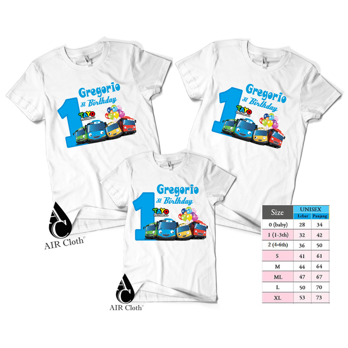 KAOS / BAJU FAMILY CUSTOM TAYO 2 DEWASA 1 ANAK - DESIGN BEBAS