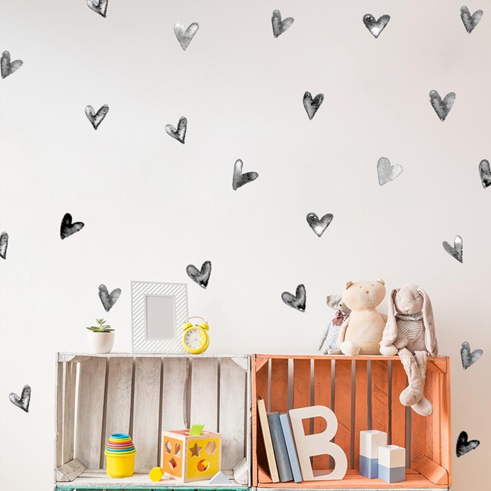 【 ELEGANT 】 Decals 24pcs /set Bentuk Hati Untuk Kamar Anak Tinta Lukis Furniture Dekorasi Pintu Dekorasi Rumah