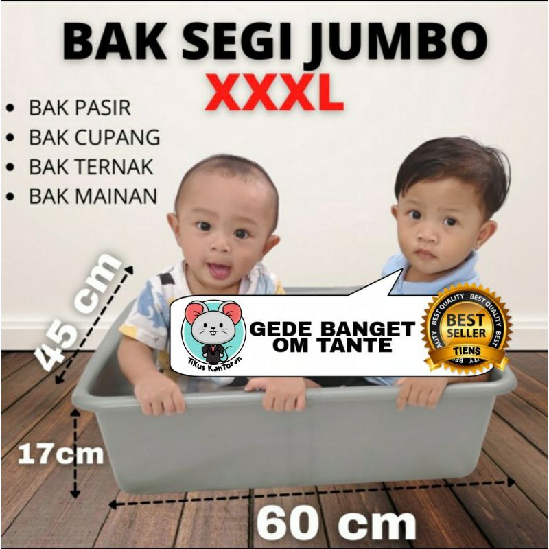 Bak Taiwan Segi Abu XXL / Baskom Abu Besar / Baskom Abu Segi Besar / Bak Air Abu