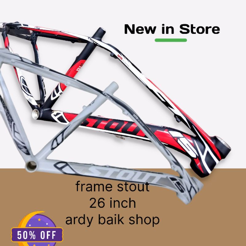 frame set sepeda mtb gunung stout 26 inch alloy murmer murah taiwan