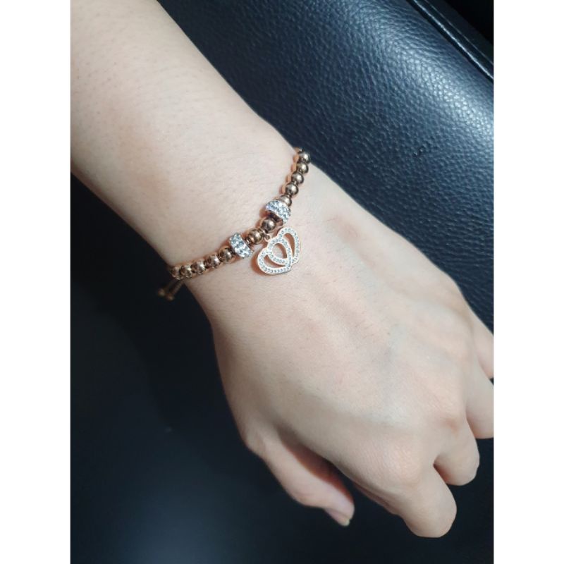 Gelang Titanium asli Rosegold Model Serut Premium Quality Gelang Titanium Stainless steel ori Gtt9