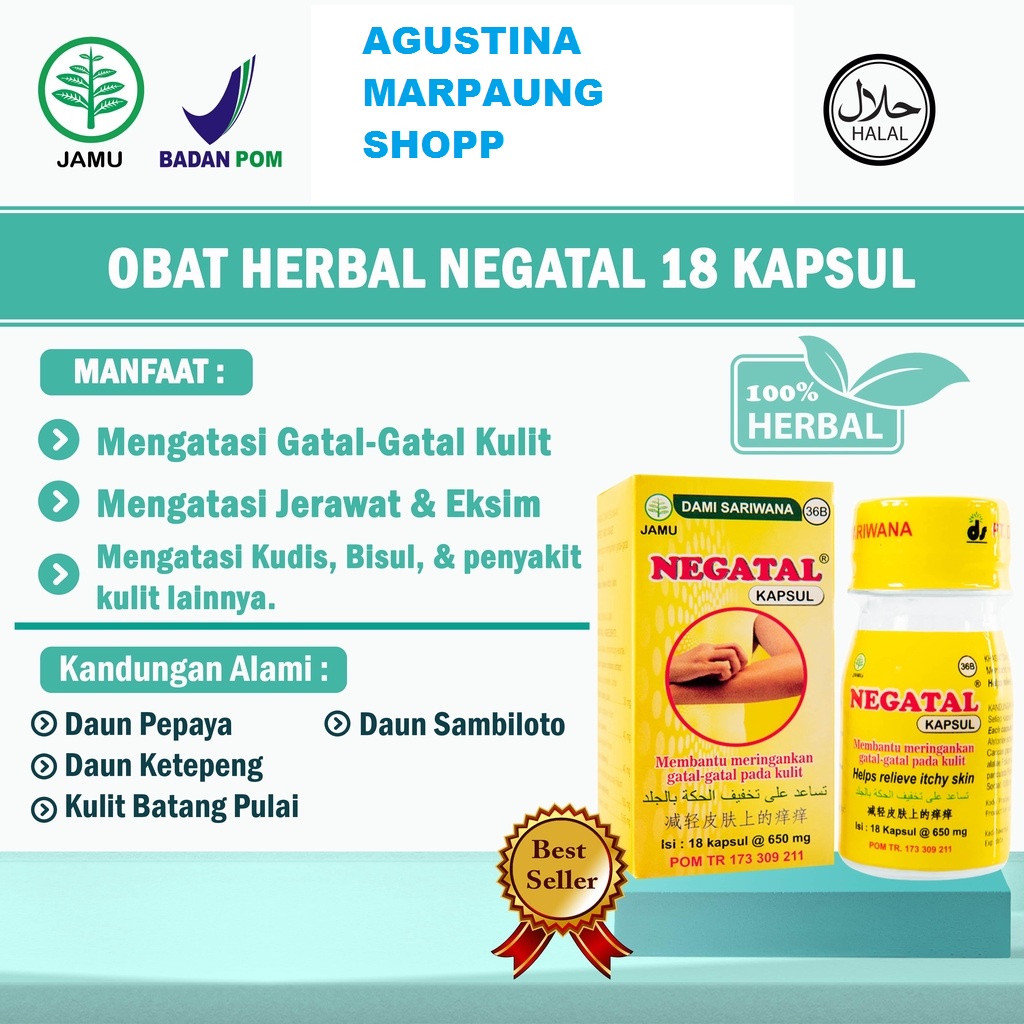 JAMU Herbal NEGATAL 18 Kapsul Mengatasi Kulit Gatal Gatel, Bisul, Jerawat