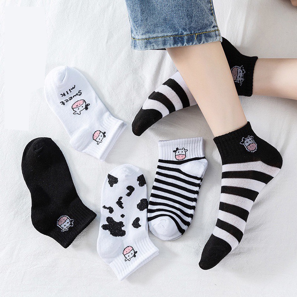 BRGUNIK Kaos Kaki Fashion Unisex Motif Sapi Lucu Wanita Pria Murah Import R596