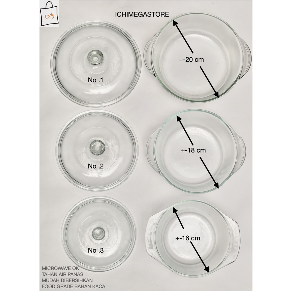 ICHIMEGASTORE Mangkok Sayur Besar Kaca Mangkok Kaca Mangkuk Makan + Tutup Kaca Mangkuk Sup Party