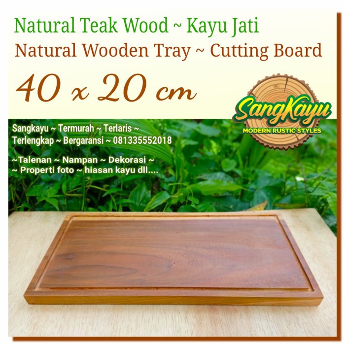 Talenan kayu jati ~ nampan 40x20cm tray properti foto Cutting Board