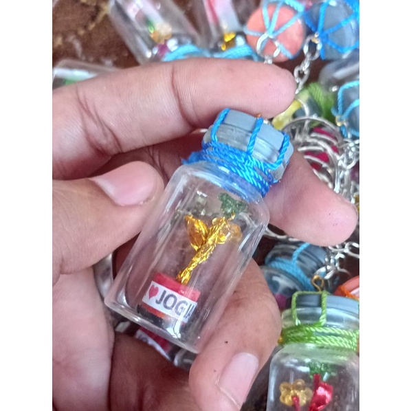 gantungan kunci botol bunga dalam botol / botol kapal