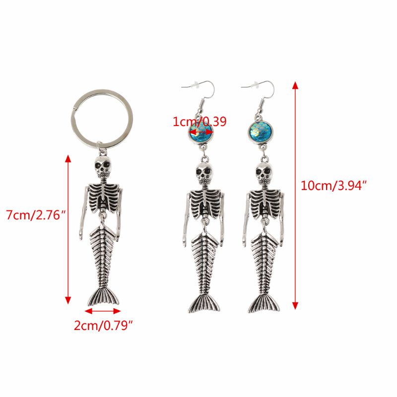 SIY  Beauty Fish Skeleton Sliver Hook Dangle Earrings Gothic Skull Fashion Jewelry