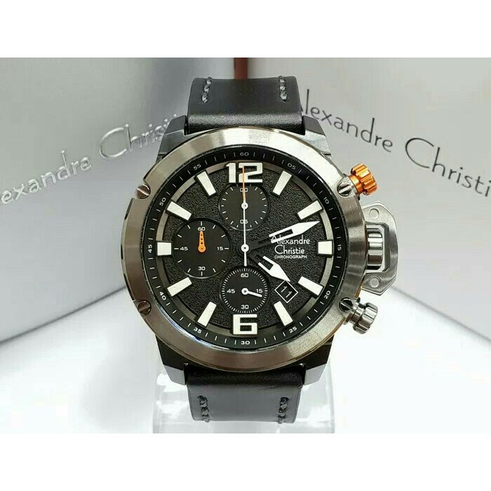 JAM TANGAN PRIA WANITA   ALEXANDRE CHRISTIE AC6487 MC AC 6487 BLACK GREY RING PRIA JAM TANGAN