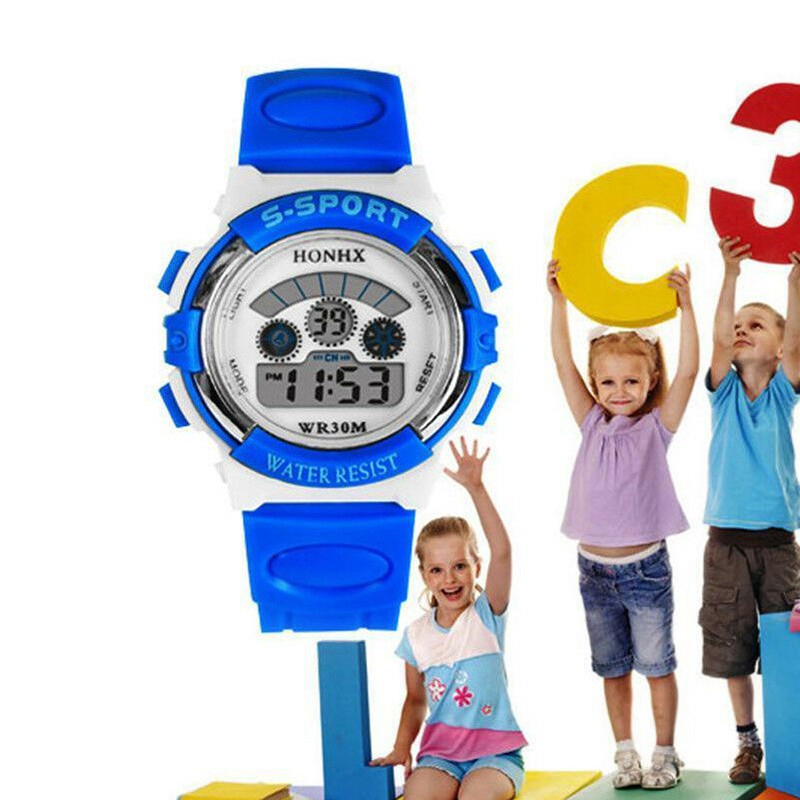 Honhx S-Sport Jam Tangan Anak Digital WR 30M Diameter 30mm Strap Tali Karet Rubber Kids Sport Watch