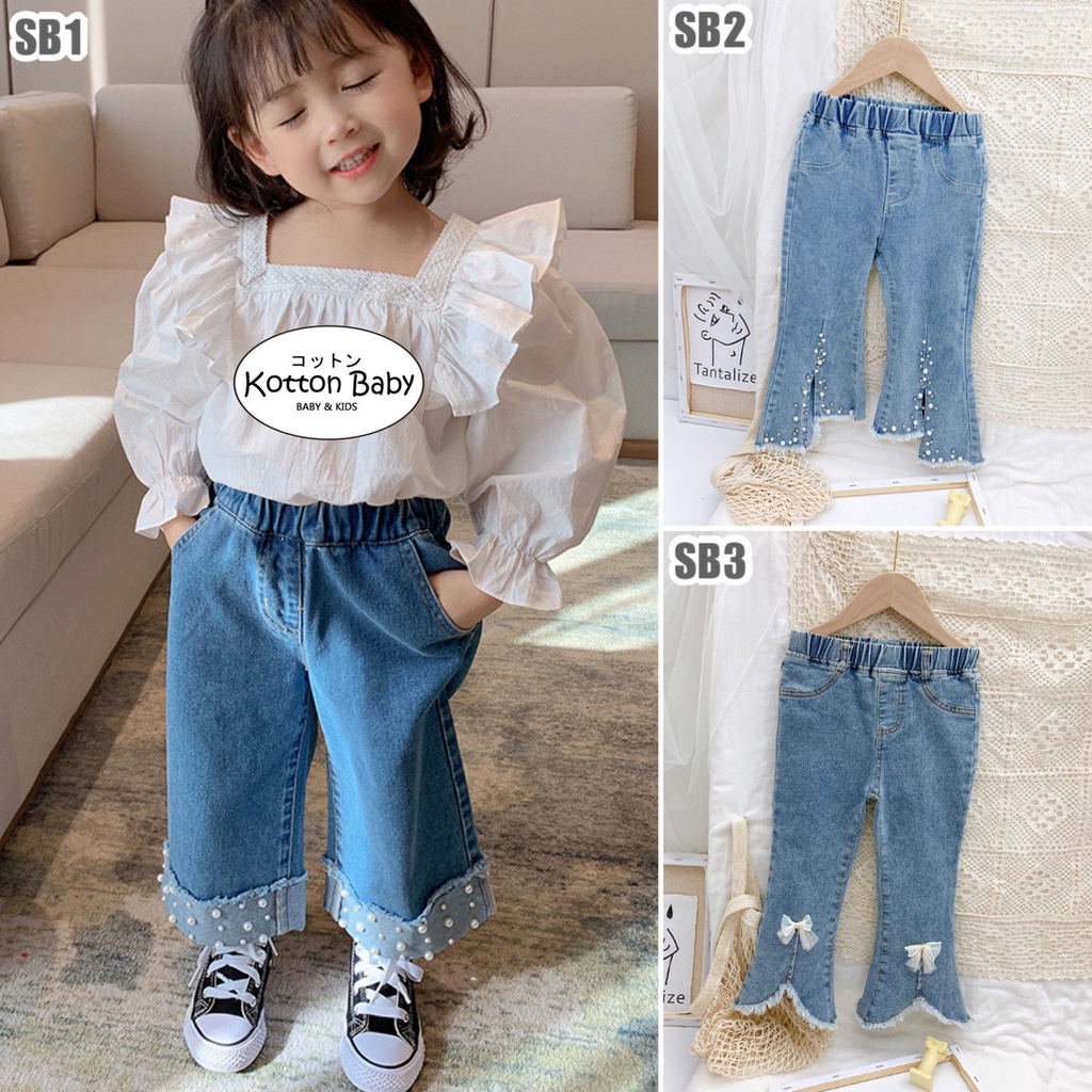 2-6thn | CELANA PANJANG DENIM JEANS ANAK KARET BAWAHAN PANTS PEREMPUAN SDK SB catalog