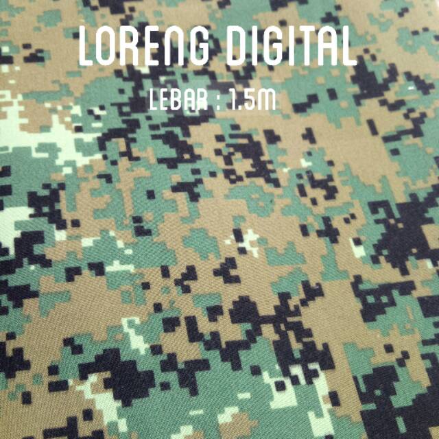 BAHAN KAIN LORENG DIGITAL HIJAU TENTARA PE TNI POLRI ARMY METERAN GULUNGAN (YARD)