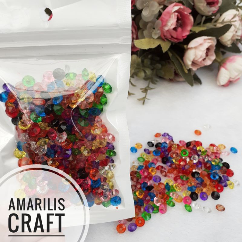 [20gr] Manik Bening Pipih Kecil Beads