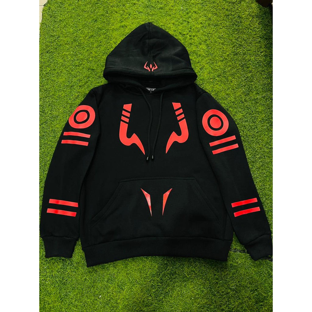 Hoodie Fleece Cosplay Sukuna Tattoo Cosplay Black Bahan Tebal Mantap Jujutsu Kaisen