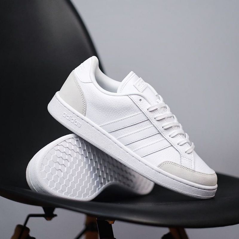 Sepatu Ads Grand Court SE Full White Original Bnwb OEM Sneakers Pria