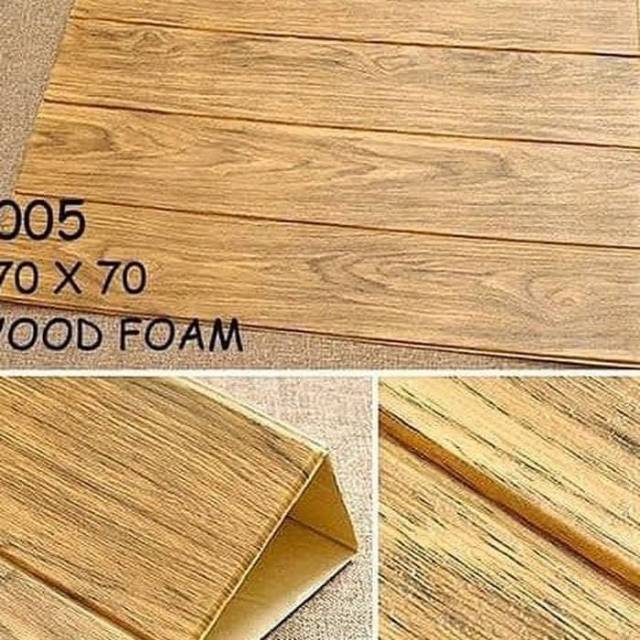 Wallpaper Foam Wood 3D Berserat Kayu Coklat Kekuningan